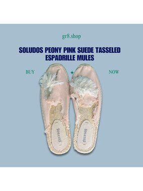 Soludos Peony Pink Suede Tassel Espadrille Mules Women's Size 7.5